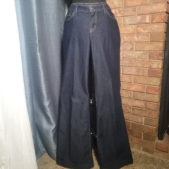 David Kahn Women's Dress Wide Leg Flare Jeans Dark Wash - Size - Picture 4 of 14